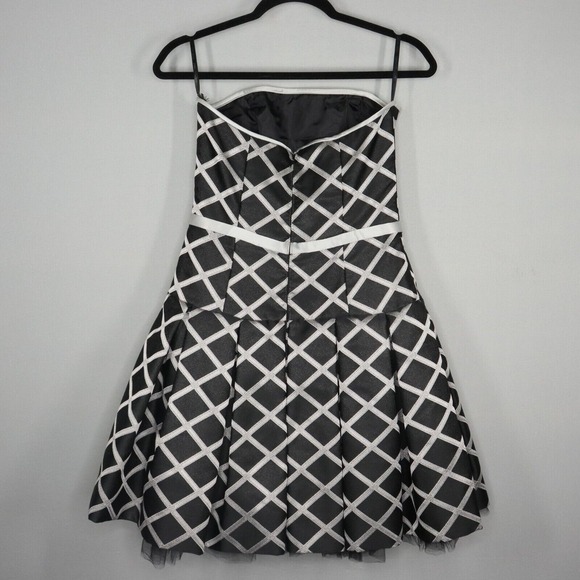 Jessica Mcclintock Dress Womens Size 8 Black Silver Fit and Flare Pleated Tulle - Picture 5 of 5